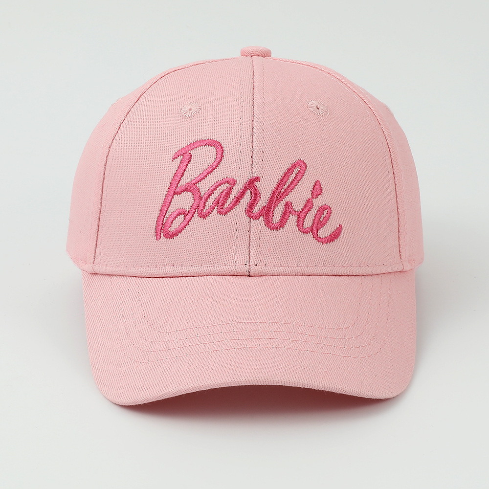 Cross-Border Barbie Pink Pure Cotton Embroidery Hat Ins Korean Fashion Cute Adult Curved Brim Peaked Cap Baseball Cap