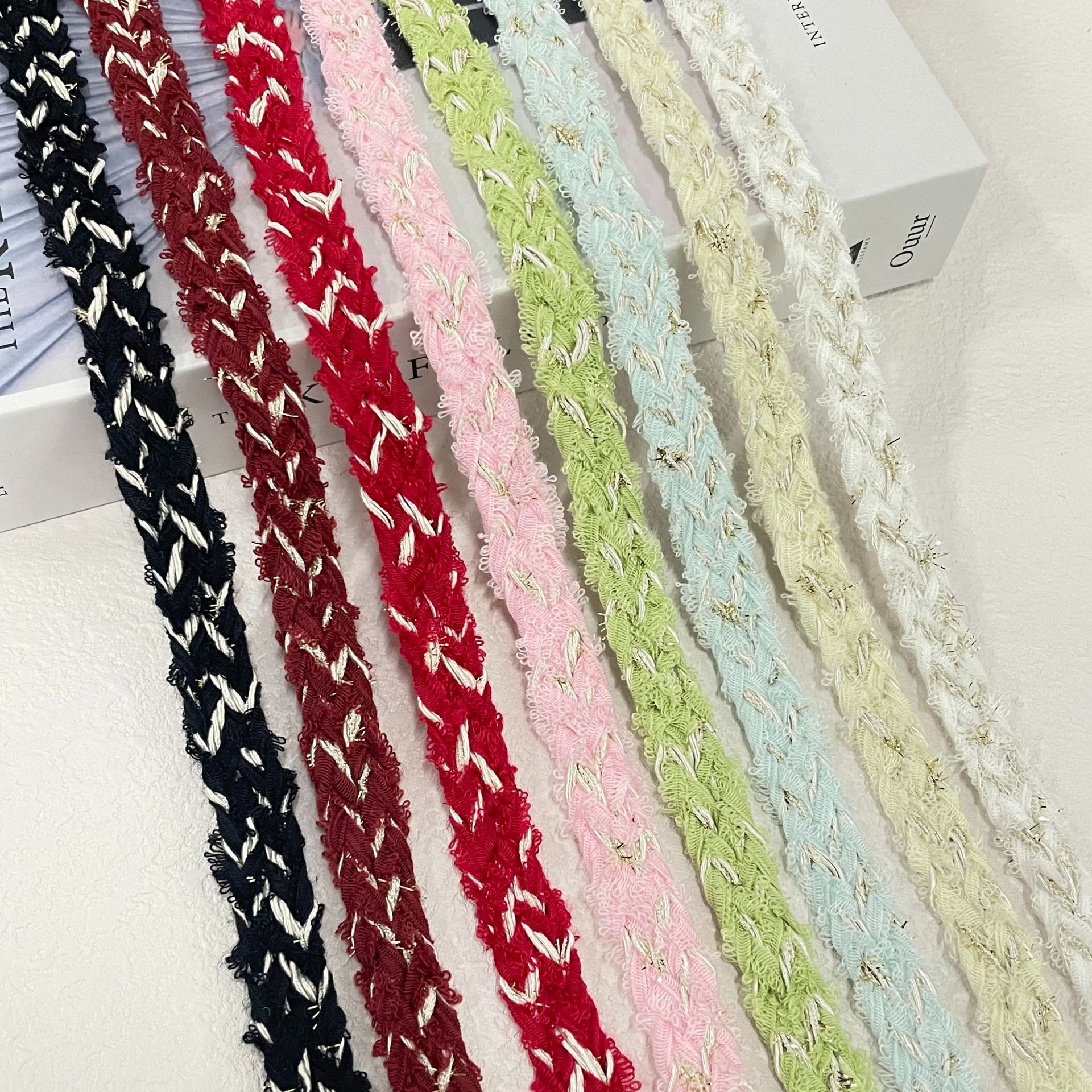 小香风手工勾线麻花金丝亮片花边编织线手工 diy衣服袖口衣领配饰