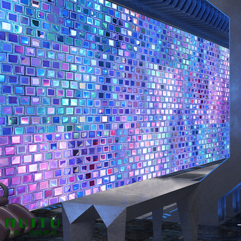 ktv酒吧网吧健身房前台背景墙纸赛博朋克亮片马赛克网红拍照壁纸