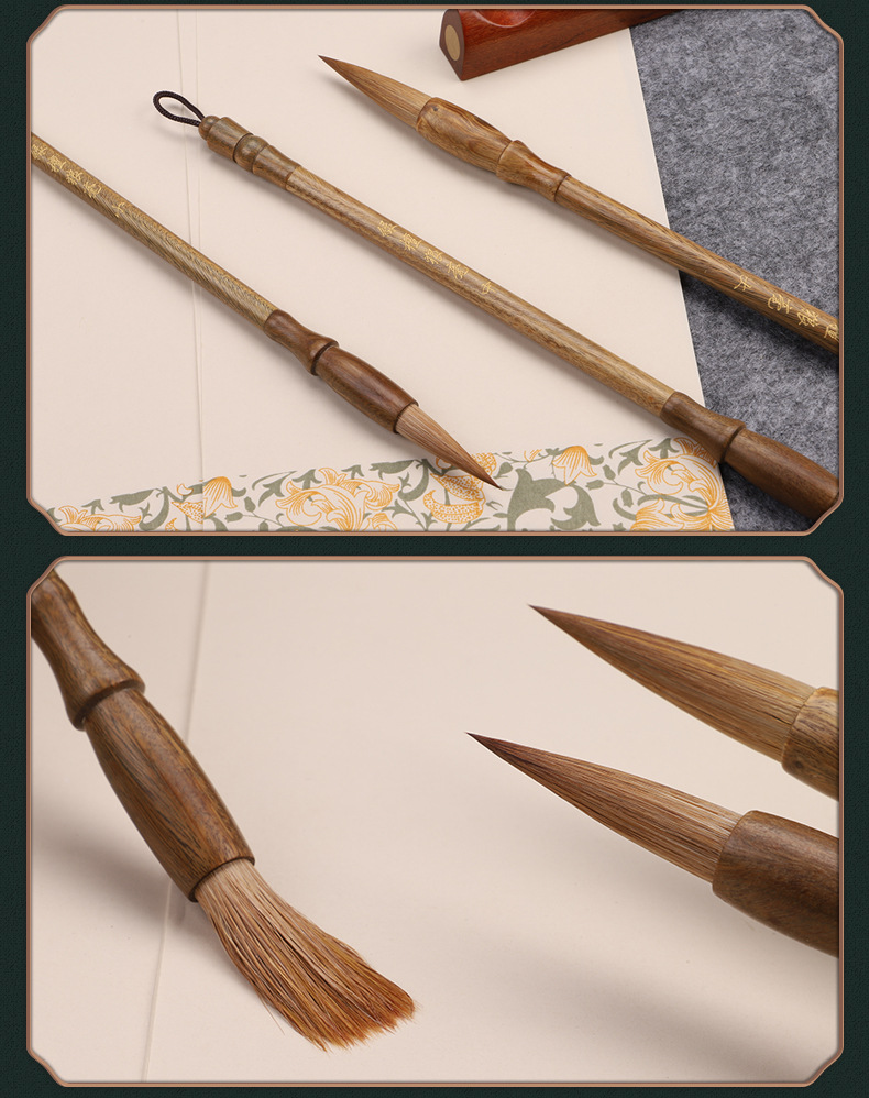 绿檀狼毫毛笔专业级书法楷隶行书写意花鸟绘画高档书法家专用大号