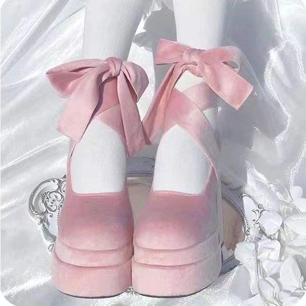 玛丽珍鞋女2025新款防水台粉色法式优雅婚鞋复古厚底lolita高跟鞋