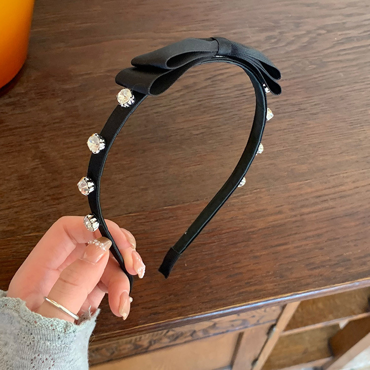 气质黑色蝴蝶结闪钻发箍女高级感早春高颅顶洗脸头箍发饰发卡头饰