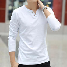秋季新款长袖t恤男装韩版修身学生潮流青少年薄款v领打底衫体