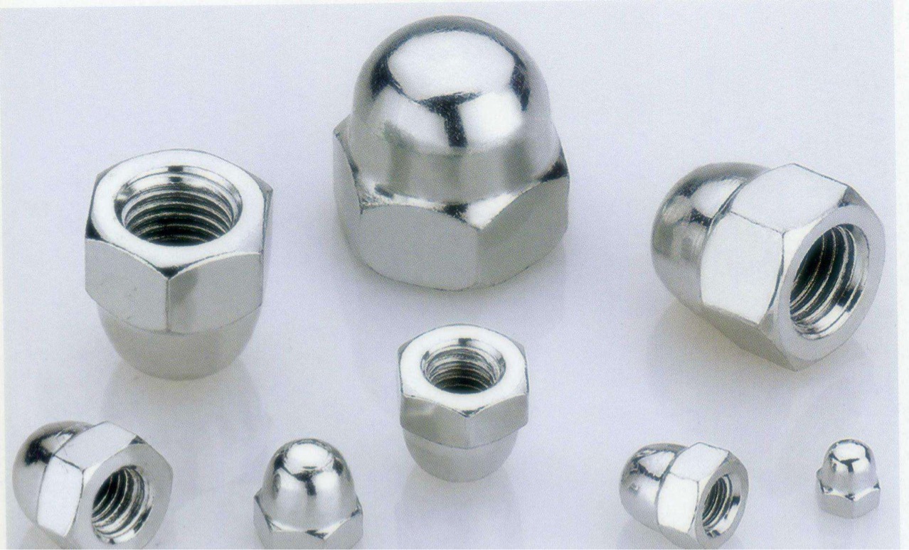 英制美制盖型螺帽镀白球头盖母 1/4盖形螺母