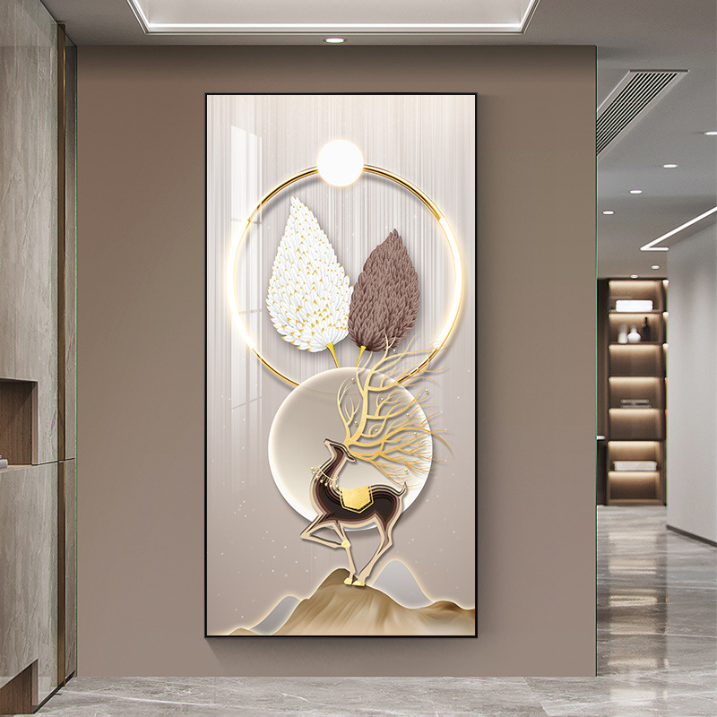 玄关装饰画走廊过道入户挂画正对门背景墙装饰壁画现代简约迎门画