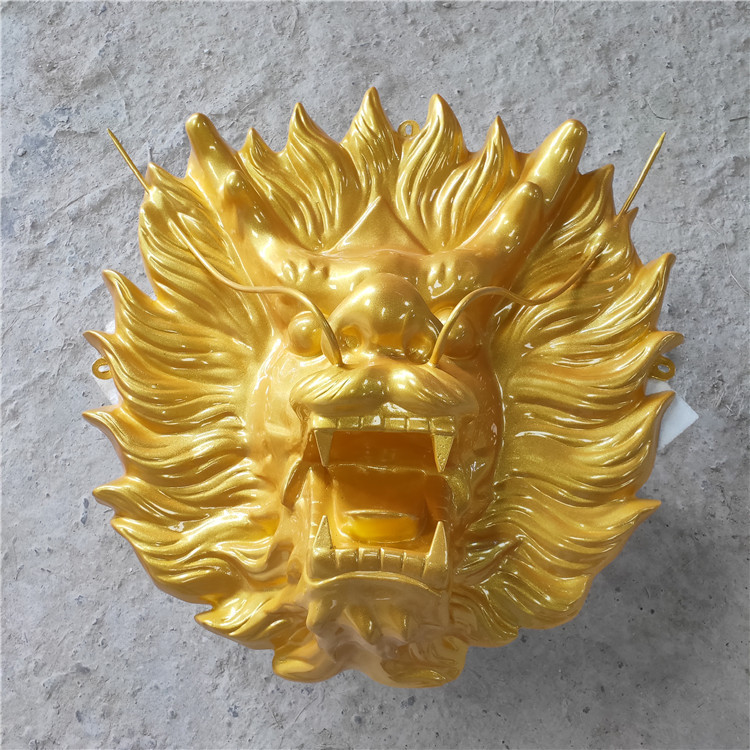 广州玻璃钢厂家批发零售玻璃钢可喷水高浮雕龙头雕塑一件可发