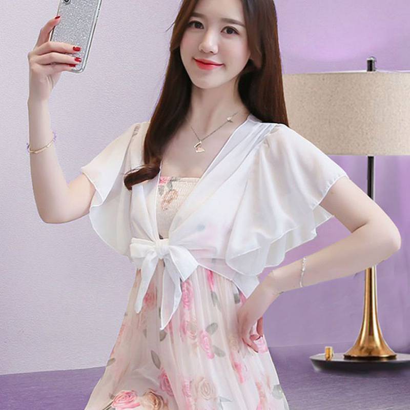 外搭配吊带裙的小披肩夏季百搭雪纺开衫外套短款上衣女防晒衣