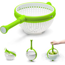 跨境新品Salad Spinner 厨房洗菜工具旋转沥水器甩干器洗菜滤水篮