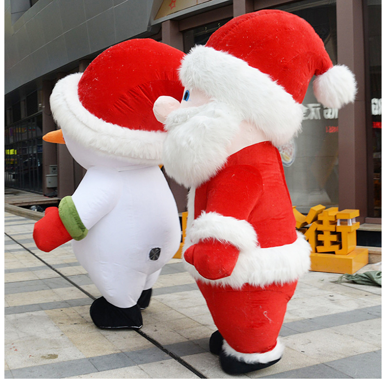 圣诞节雪人充气服装圣诞老人卡通人偶服装人穿行走玩偶服节日道具