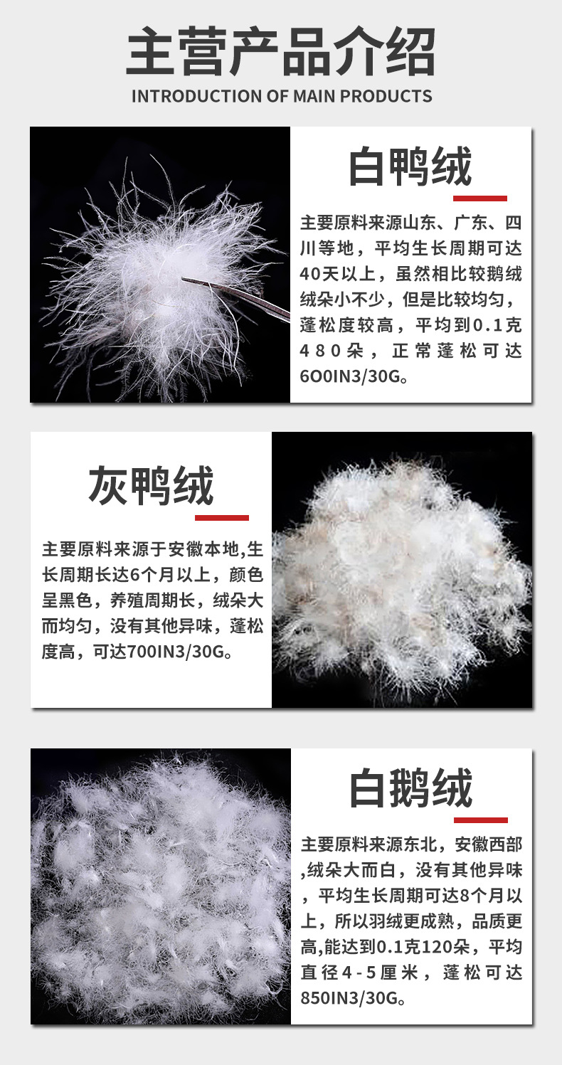 现货供应供水洗90羽绒90手感绒新国标大朵纯白羽绒羽毛批发价格