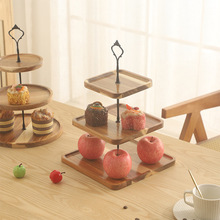 实木甜品台摆件蛋糕架展示架水果盘点心盘托盘多层果盘木质架子