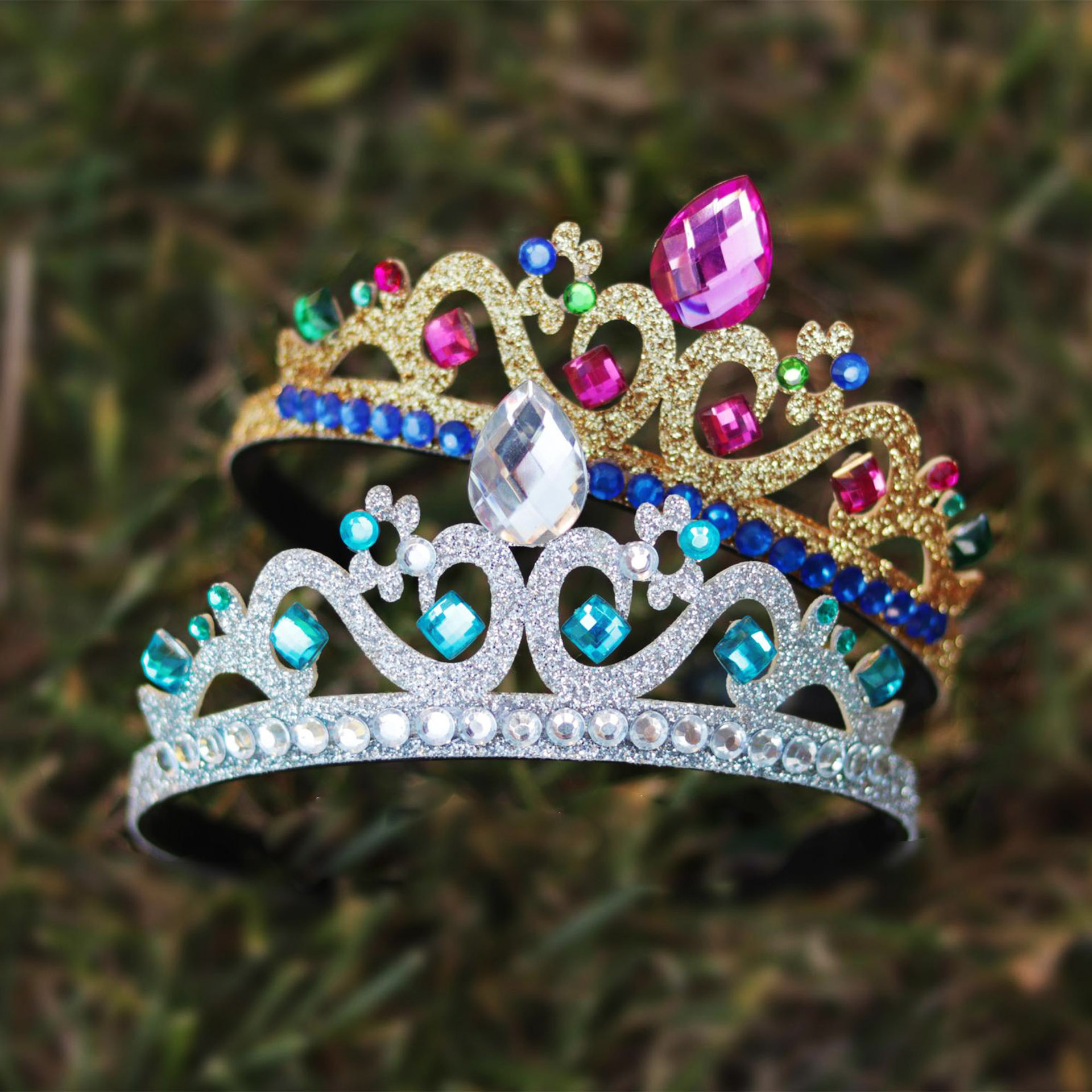 冰雪奇缘艾莎安娜公主皇冠镶钻发箍 宝石钻类儿童女孩头冠 跨境