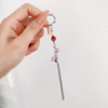 New Chinese style Gradient Emerald green Ear clip Sweet Irregular Pink green tassels Ear bones No pierced ears Earrings