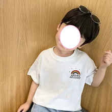 夏季棉短袖t恤白色亲子装上衣小彩虹儿童T恤新款幼儿园活动体恤