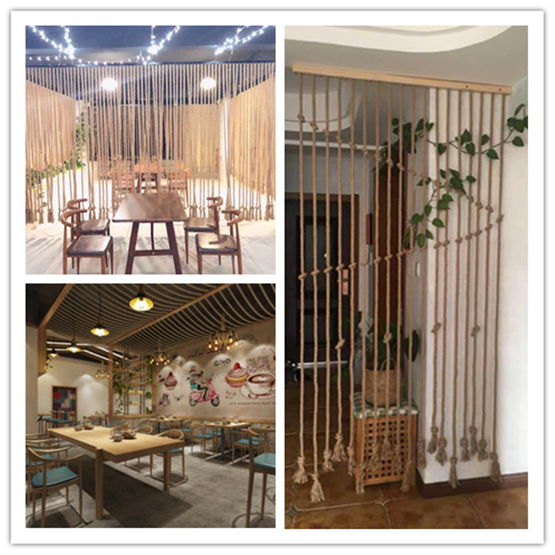 麻绳垂帘隔断网蜘蛛网装饰屏风酒吧餐厅玄关创意麻绳帘子手工编织