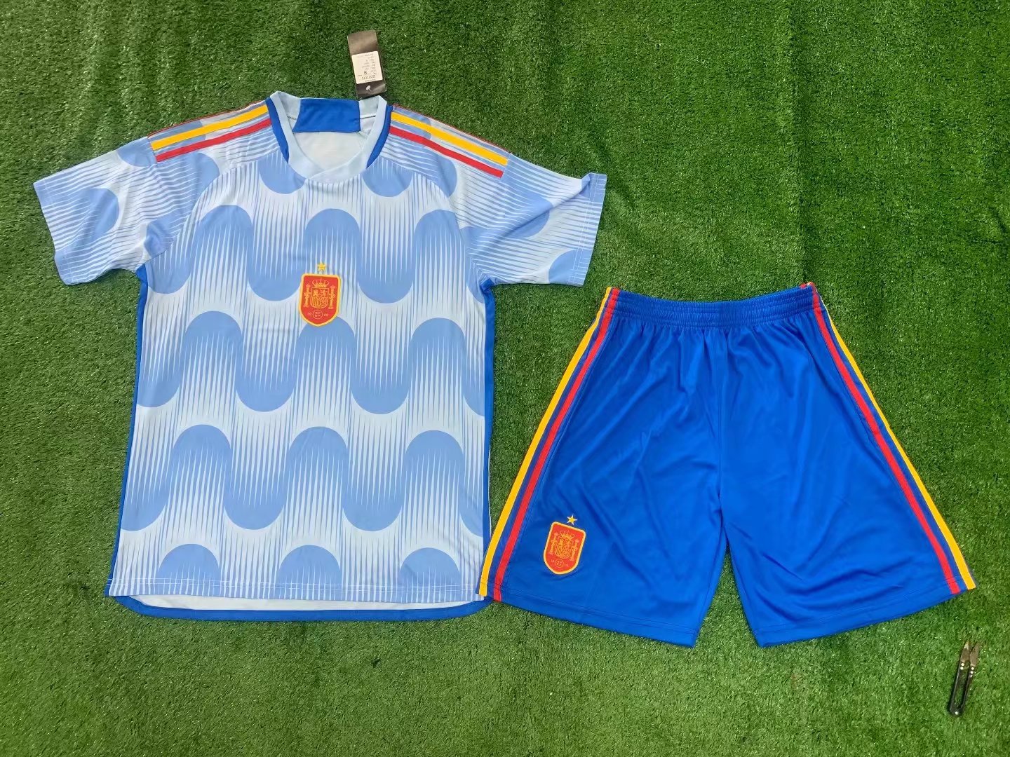 22-23世界b西班牙客场国家队足球服套装男队服球衣成人童装xs-4xl