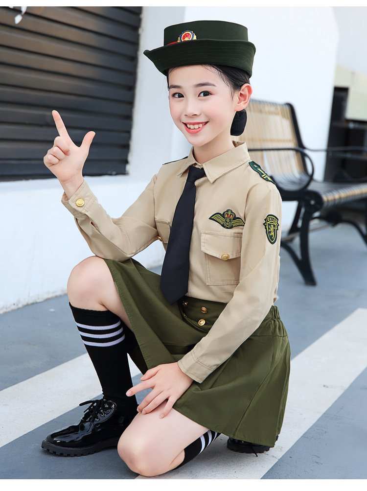 海军风儿童军装演出服警察制服毕业照小学生空军飞行员表演服套装