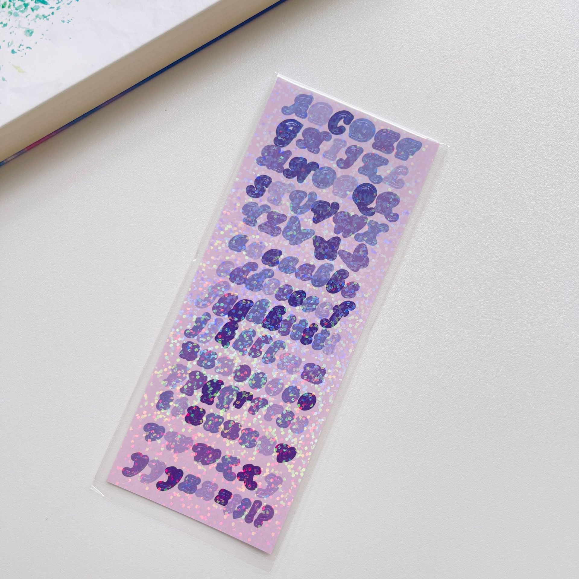 韩国ins英文贴纸镭射闪闪字母贴纸咕卡diy素材贴画透明底防水贴纸