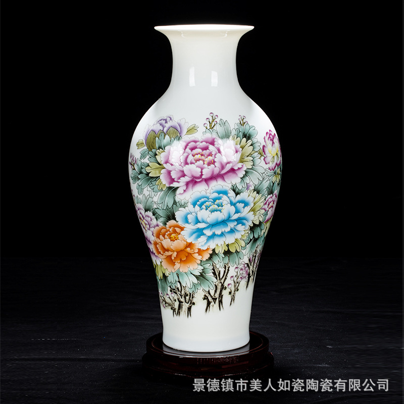 Factory Direct Supply Ceramic Vase Decoration Decoration Overglazed Color Figure Medium Buddism Godness Guanyin Bottle Chinese Household Wine Cabinet Ceramic Decoration