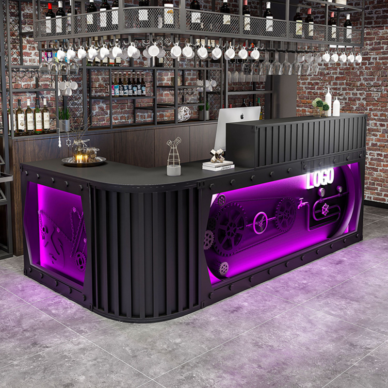 工业风收银台转角酒吧餐厅服装前台复古奶茶音乐咖啡烧烤接待吧台