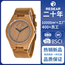 独立站情侣款竹木石英手表日本wood watches木质壳皮表带男女手表