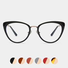 87007跨境眼镜框防蓝光眼镜金属猫眼镜弹簧脚眼镜架电脑眼镜