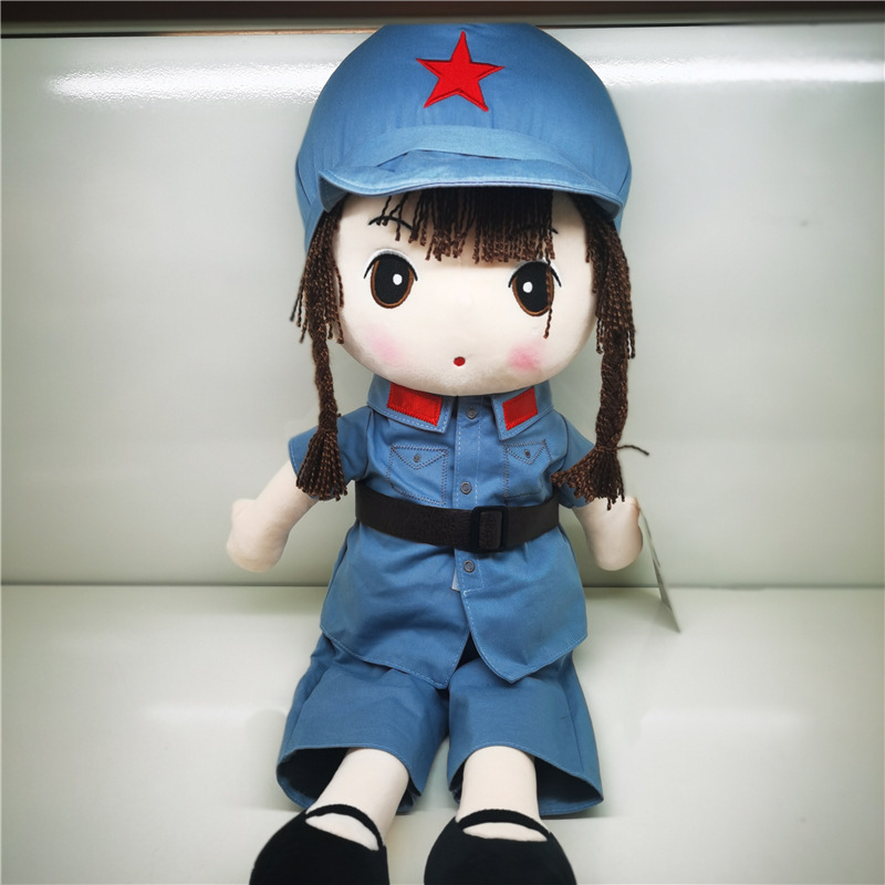 豪伟达娃娃红军菲儿毛绒玩具公仔八一节纪念军装娃娃