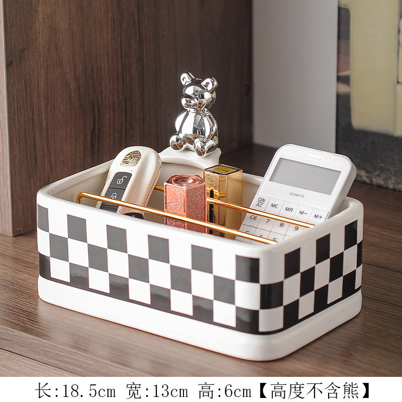 Light Luxury Ceramic Desktop Storage Box Sundries Cosmetic Shelf Dressing Table Skin Care Products Remote Control Box Wholesale