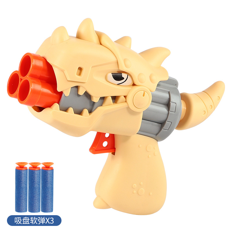 Cross-Border Dinosaur Catapult Soft Bullet Gun Children's Catapult Toy Gun Square Stall Night Market Toy Manufacturer Supply Wholesale