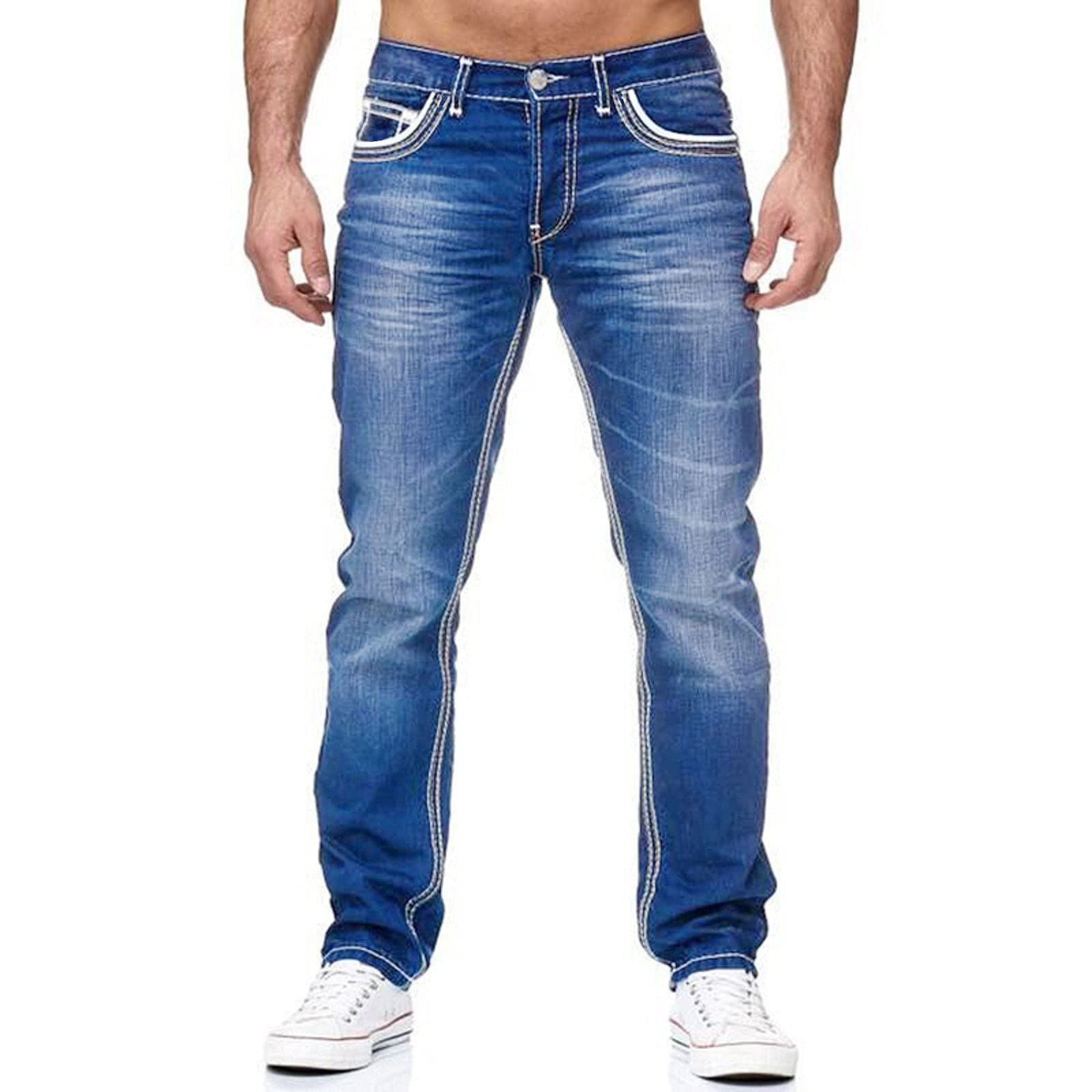   European and American High Quality Wish New Men's Slim Double ine Jeans Amazon SATINE Three Color Jeans New