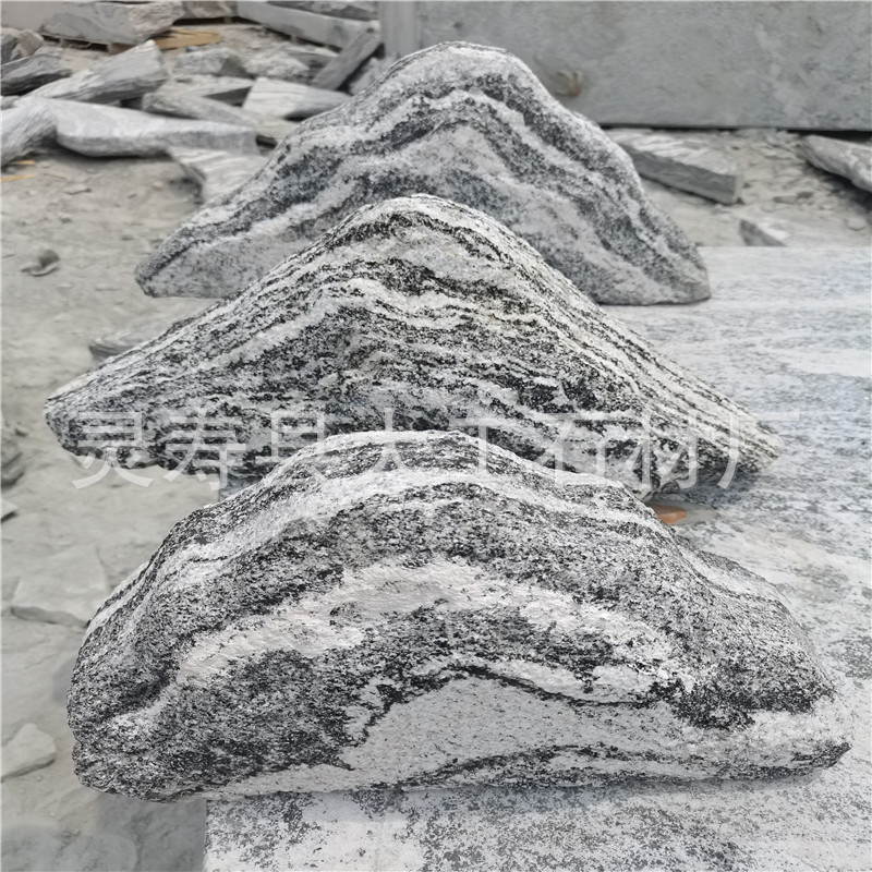 泰山石造景石 雪浪石组合景石厂家 枯山水造景湖岸边 景观石切片
