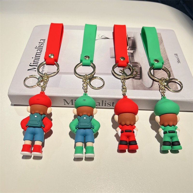 Creative Cartoon Tall and Short Mario Keychain Cute Top Mushroom Game Mario Key Chain Men's and Women's Handbags Pendant