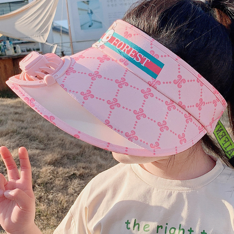 Children's Cap with Fan USB Rechargeable Summer Boys and Girls Big Brim Sun Protection Visor Cap Outdoor Beach Sun Hat