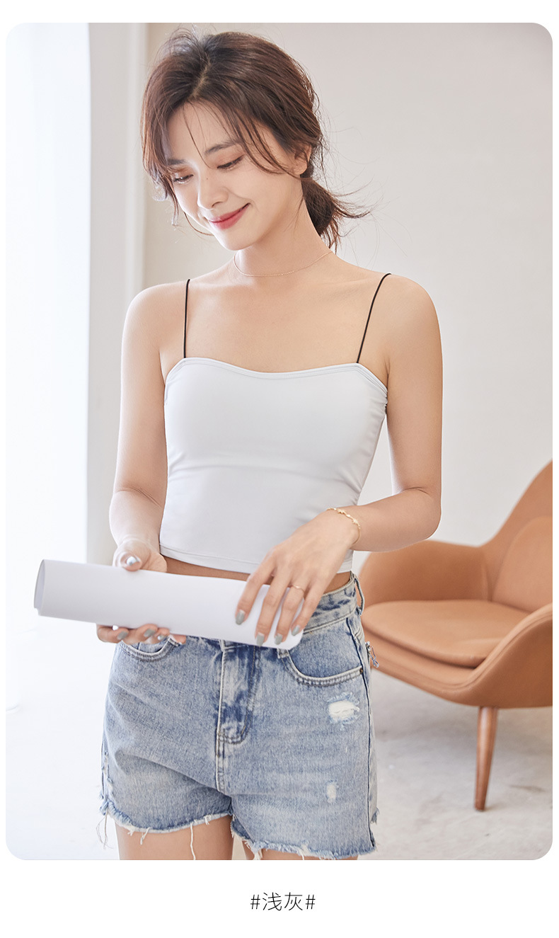 夏季冰丝吊带背心 新款吊带女无袖背心纯色内搭修身性感小背心