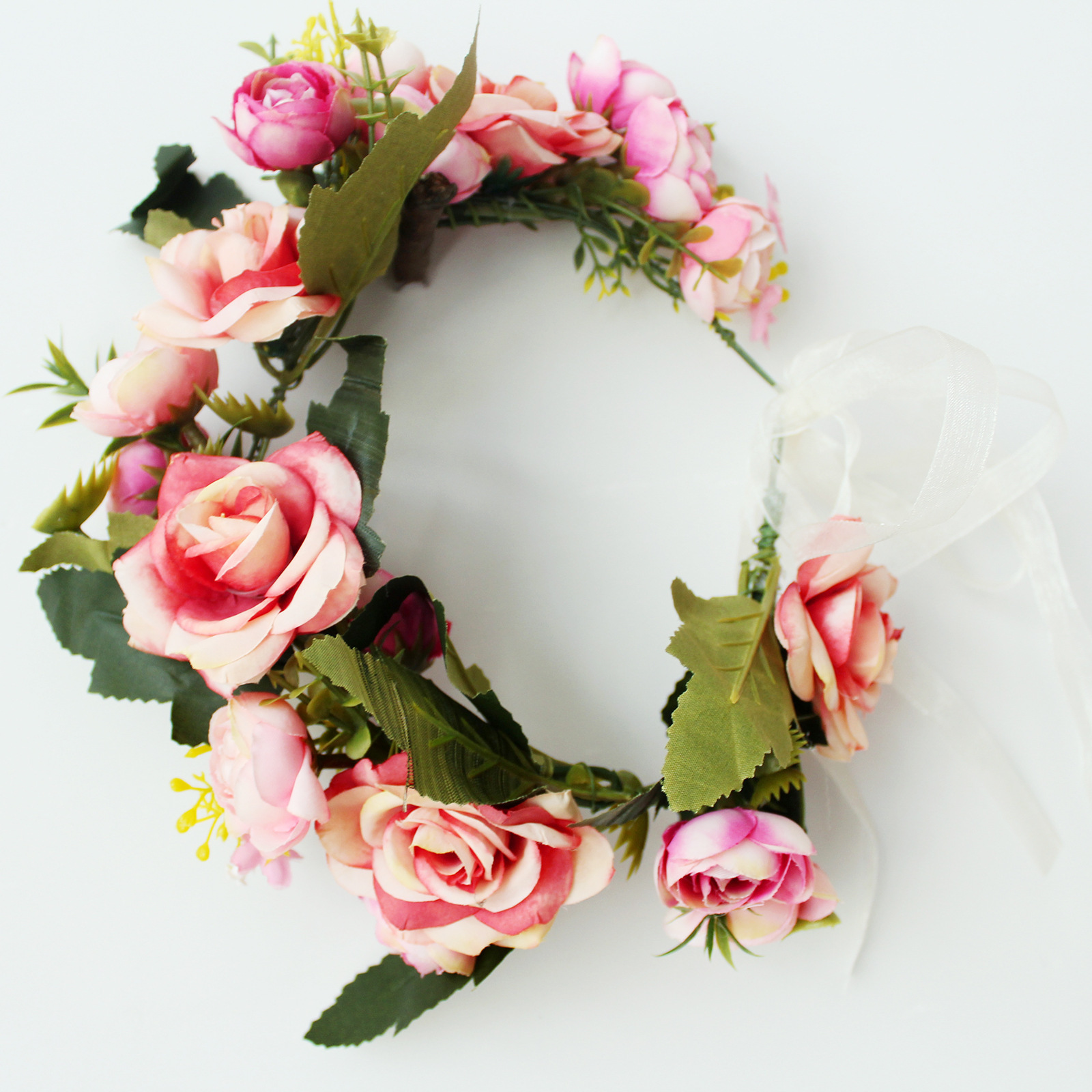 仿真玫瑰花环 速卖通热卖头饰欧美新娘结婚发饰海边旅游头花