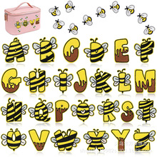 蜜蜂元素英文字母刺绣布贴卡通大黄蜂补丁贴电脑绣花热转印章仔