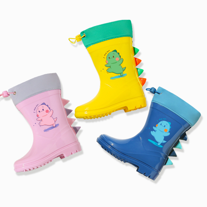 Children Dinosaur Rain Boots Boys' Lightweight Non-Slip New 2023 Girls' Popular Rain Boots Waterproof Mid-Calf Foreign Trade Rain Shoes
