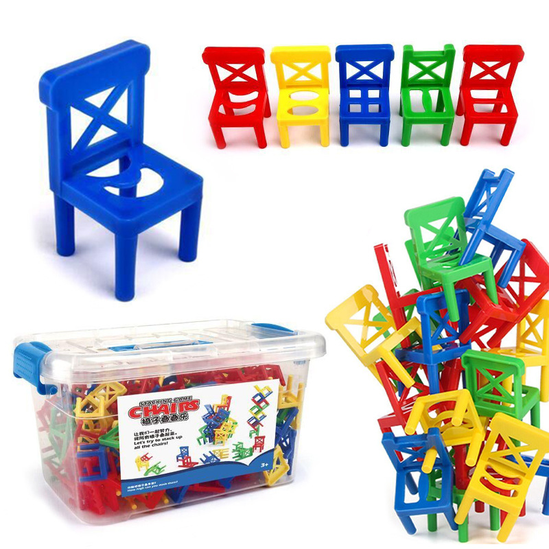 Children's Puzzle Folding Stool Folding Chair Jenga Parent-Child Party Interactive Game 18-120pcs