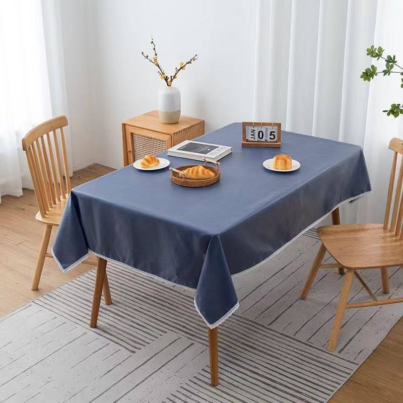 Tablecloth High-Grade Light Luxury Ins Style Wear-Resistant High Temperature Resistant Non-Fading Waterproof Oil-Proof Coated Long Table Cotton Linen Tablecloth