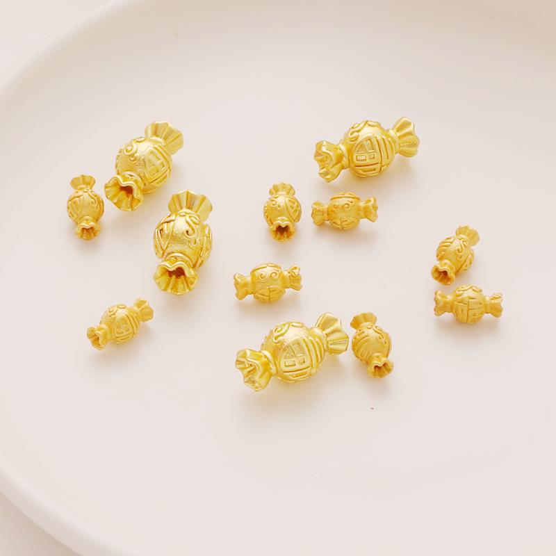 古法金电镀保色福袋10*18mm哑金通孔手链项链串珠diy饰品配件散珠