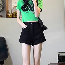 黑色牛仔短裤女2024夏季新款韩版高腰显瘦百搭修身A字包臀热裤子