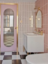 小树建材韩国文艺复古粉色绿色女儿卫生间浴室亮面凹面长方形墙砖