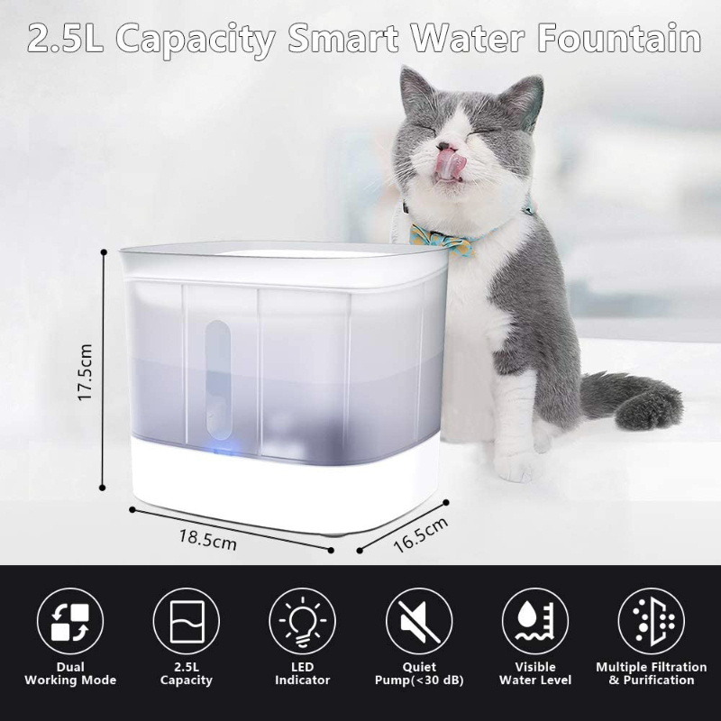 Pet Smart Water Dispenser Circulating Dogs and Cats Water Fountain Luminous Automatic Filter Pet Water Dispenser Water Feeder Bowl