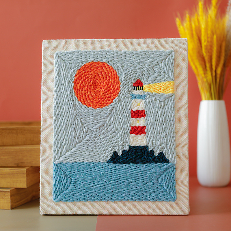 俄罗斯毛线戳戳绣墩绣搓搓绣手工diy毛线画 风景画装饰画手工礼物