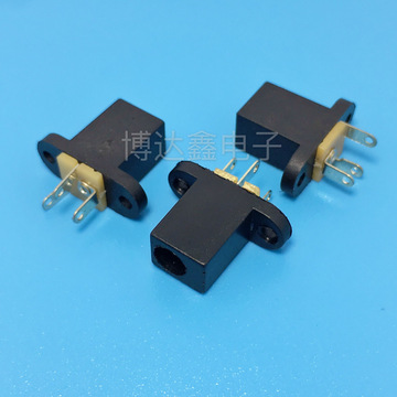 博达鑫dc-008电源插座3脚立式直插带耳朵螺丝孔方型电源母座-阿里巴巴