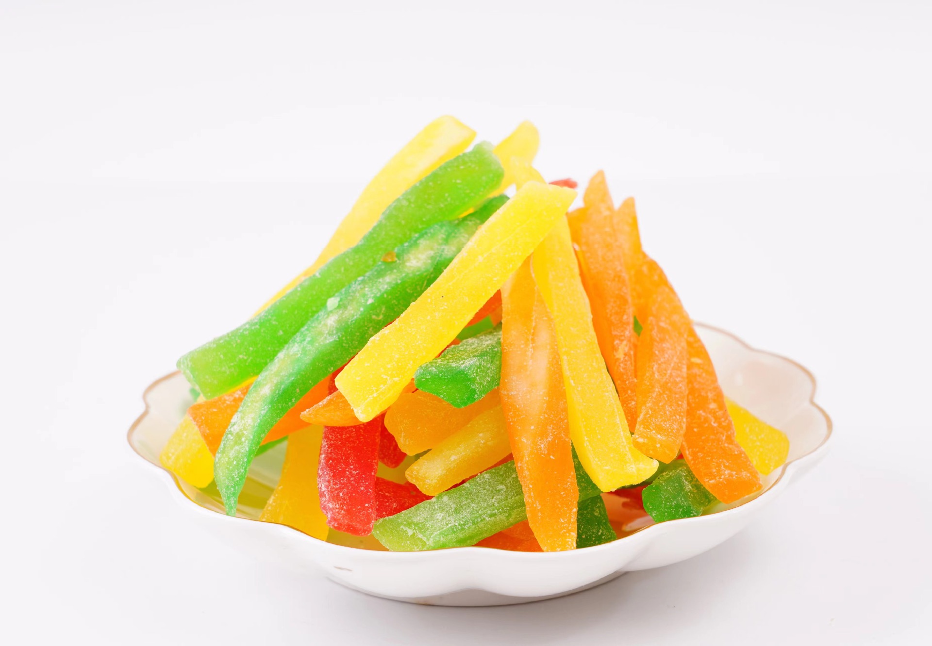 厂家直销彩色木瓜小条 水果木瓜丁 黄橙绿木瓜条凉果蜜饯食品批发