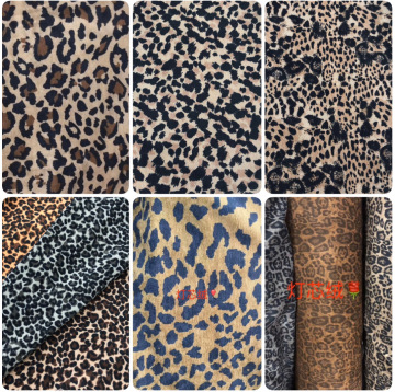 涤纶锦纶21坑灯芯绒豹纹印花现货面料 日韩裙子外套上衣豹纹花型