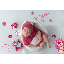 满月宝宝拍照道具kd摄影道具卡通草莓熊服装玩偶z484婴儿拍摄服饰