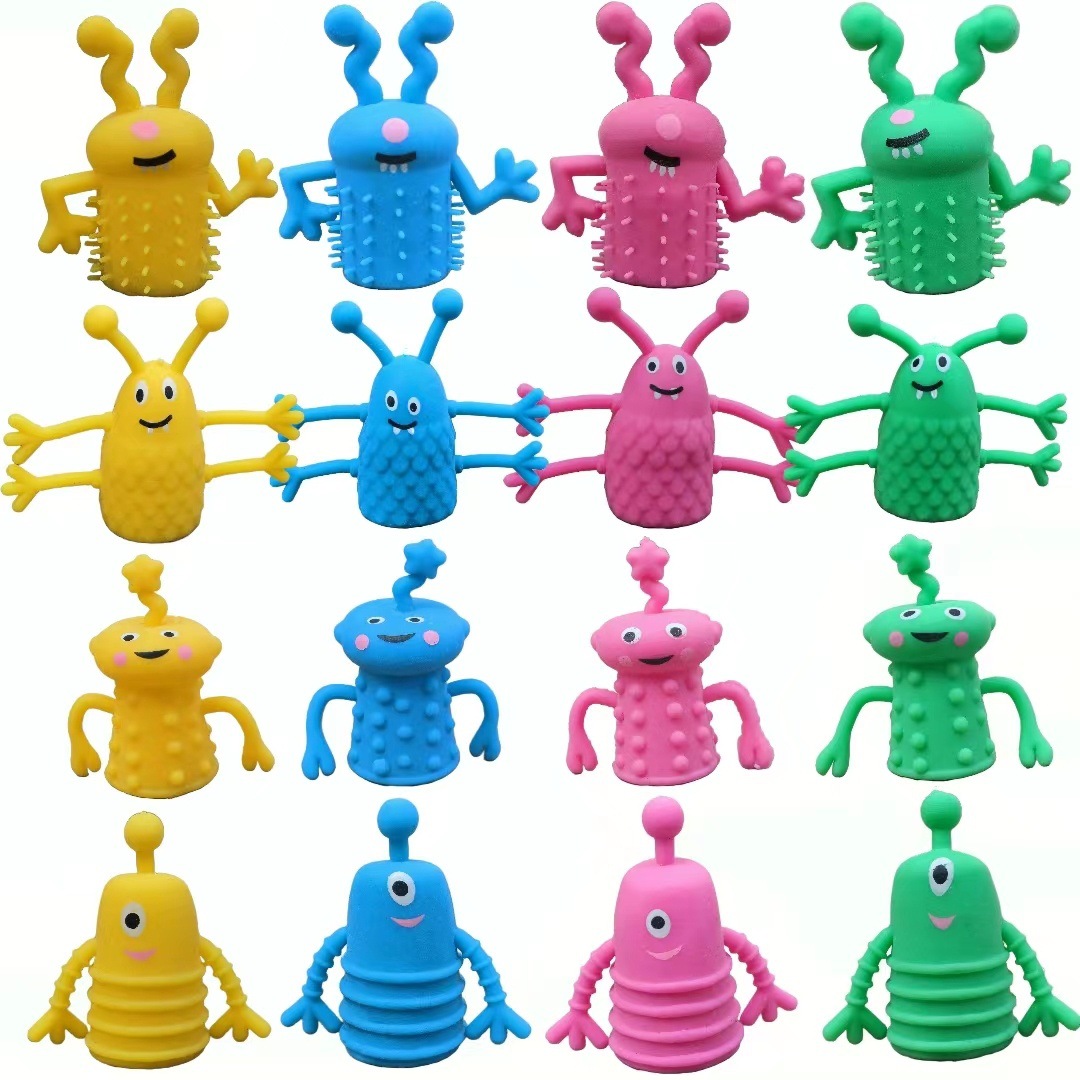 tpr动物手指偶 软胶手指玩偶 手指公仔怪物指套 表情人偶指套