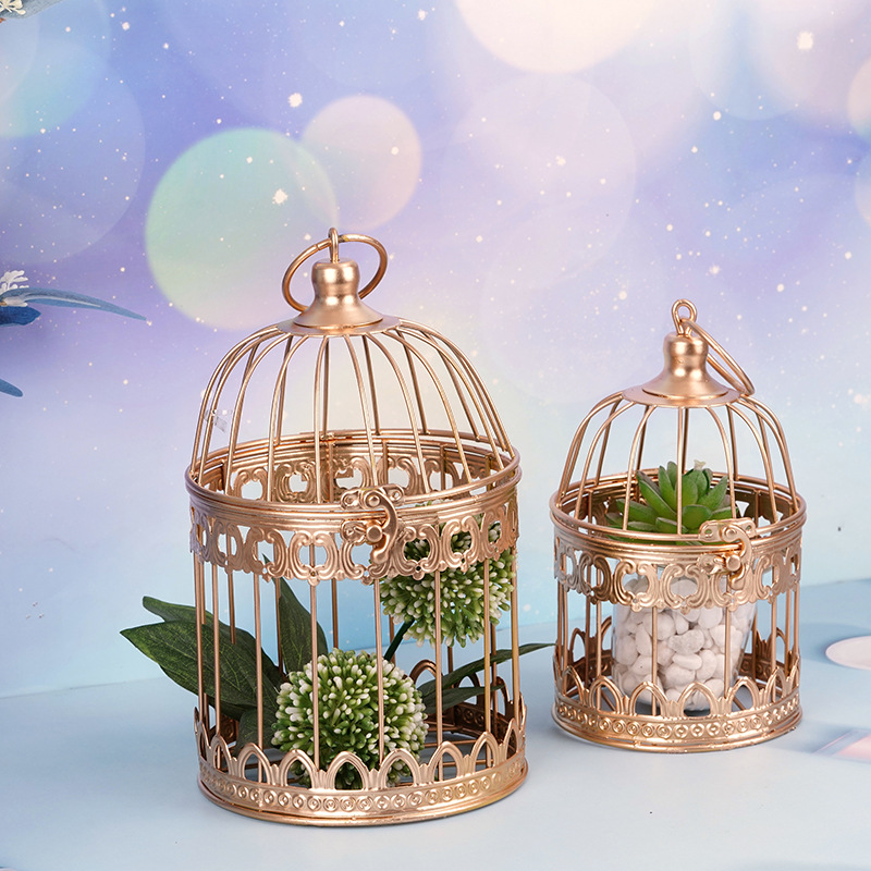 Bird Cage Storage Rack Decoration Geometric Iron Crafts Hollow Pattern Creative Home Decoration in Stock